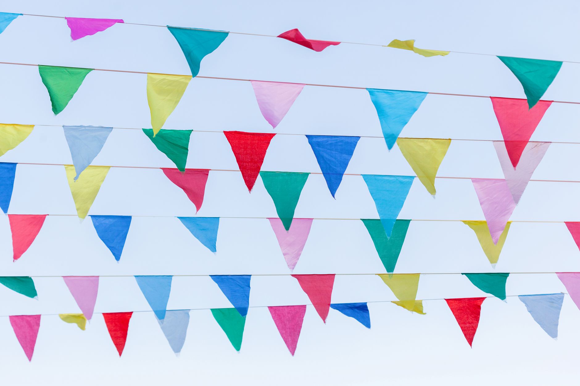 hanging streamer under the clear blue sky